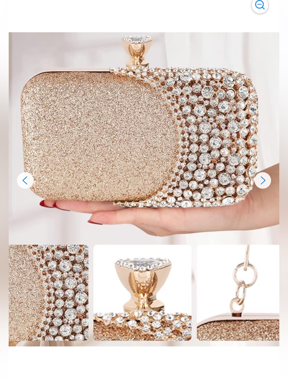 Gold Crystal Embellished Evening Clutch - Picture 8 of 11